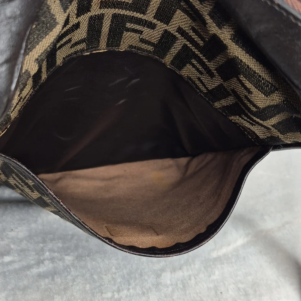 Fendi Vintage Brown Monogram Messenger Bag UNISEX w/Dust Bag & COA